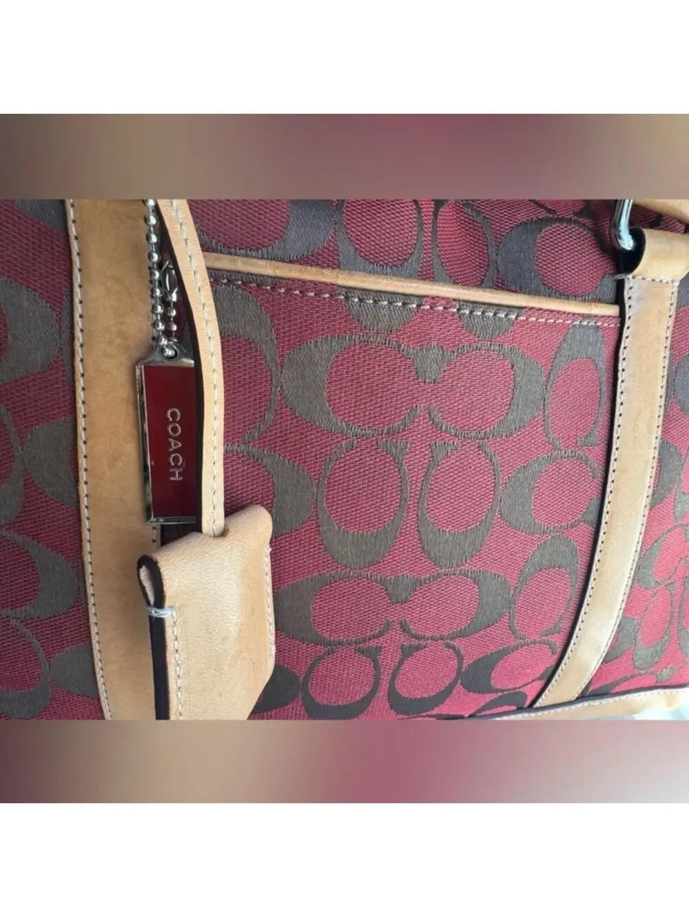 Vintage Coach Red and Tan Satchel purse - Picture 3 of 8